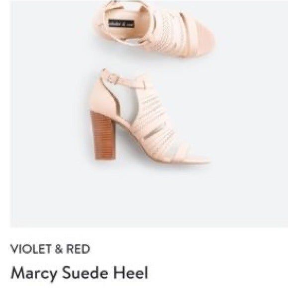 Violet & Red Stitchfix  Heel Blush 8.5 biege cream buckle strap square heel. - Picture 4 of 11